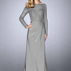 NWT La Femme Beaded  Mother of the Bride Dresses Platinum size 2